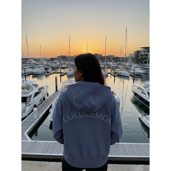 lululemon athletica Tops - Lululemon Athletic Spell Out Hoodie Jacket Women 10 Gray Blue
